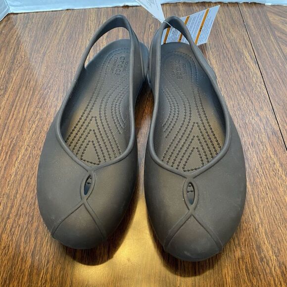 Crocs Olivia II Womens 11 Slingback Closed Toe Flats Espresso Rubber Comfort NEW - Picture 1 of 10